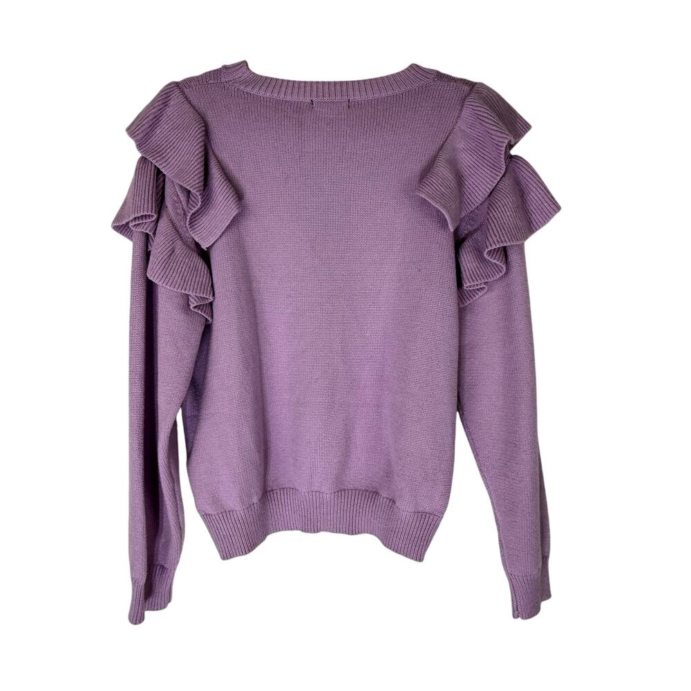 Cocobleu Lilac Purple Ruffle Knit Long Sleeve Cozy Casual Sweater Top Size M - Picture 4 of 9